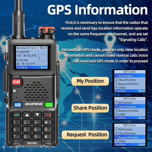 Ham Radio, Baofeng 5RH Pro GPS 10W 2-Pack with NOAA Receiver and USB-C Charging