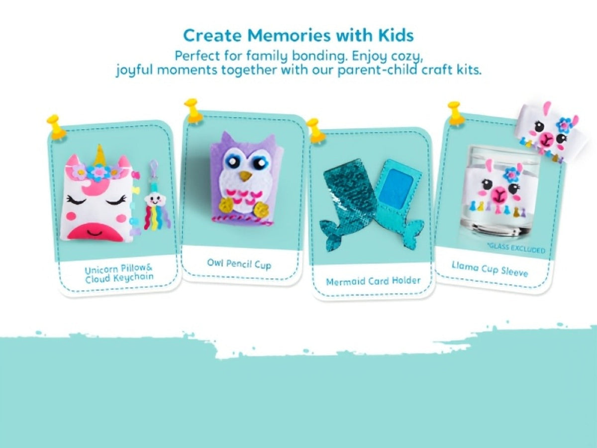Kids Sewing Kit for Beginners 7 Felt Craft Projects – Pre-Punched Holes Safe Needles Mini Pillow Keychain Card Holder Cup Sleeve, STEM Life Skills Gift for Girls Boys Ages 6 7 8 9 10