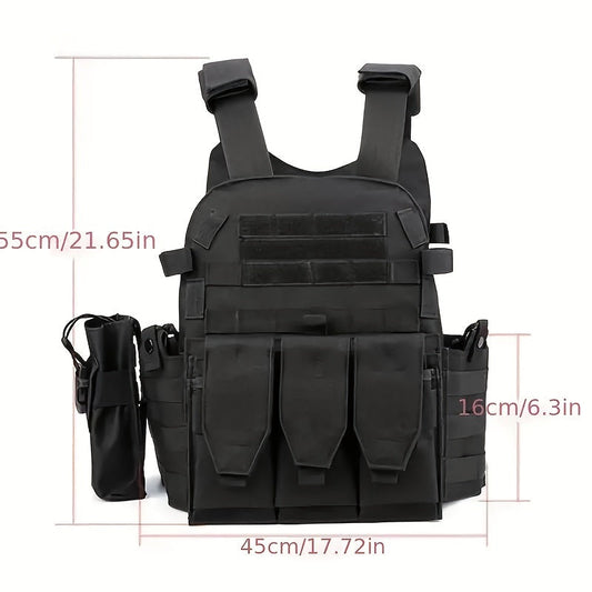 Adjustable MOLLE Vest with Multiple Pockets, Woven Polyester and Color Options