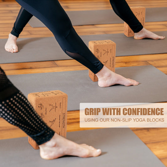 Cork Yoga Blocks, 2-Pack High-Density Non-Slip Set for Yoga and Stretching