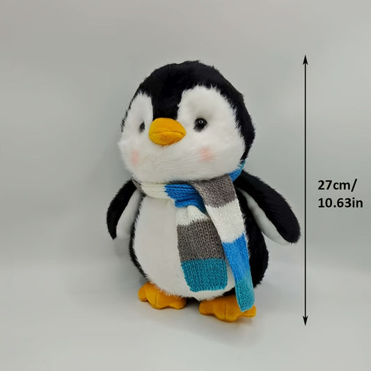 Penguin Stuffed Animal with Blue or Yellow Scarf Style Options