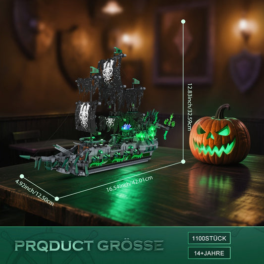 Pirate Ship Building Blocks, Flying Dutchman Ghost Ship Model 40001 with LED Lights