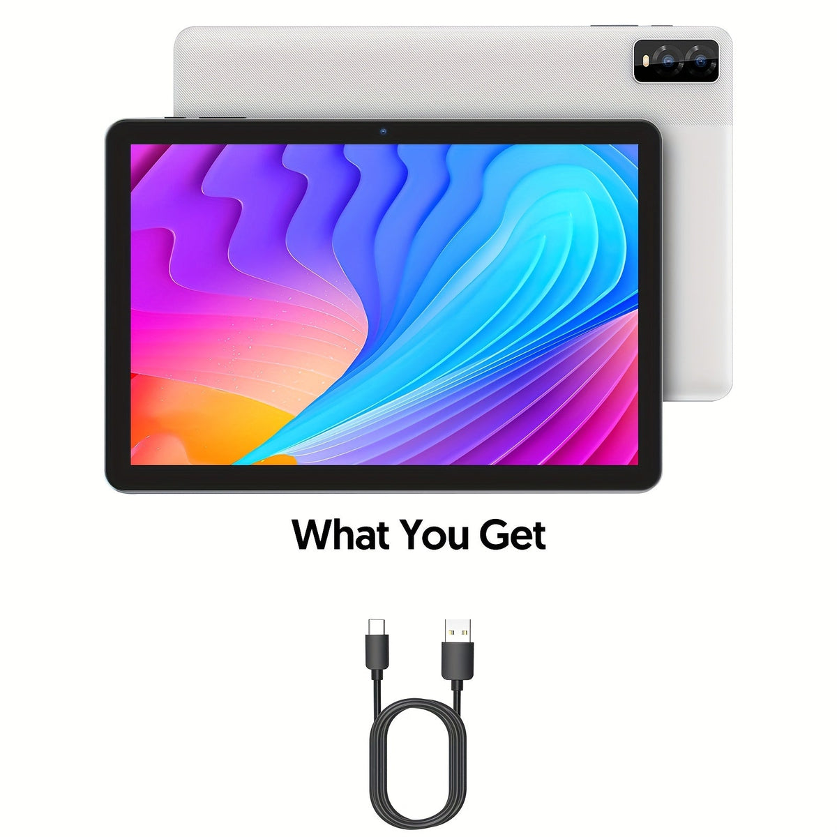 10 Inch Android 14 Tablet 8GB RAM 32GB ROM 1TB Expandable Octa-Core 1280x800 IPS Touch Screen Dual Camera WiFi 2-in-1 Tablet PC with Optional Keyboard Mouse Case & Stylus – White