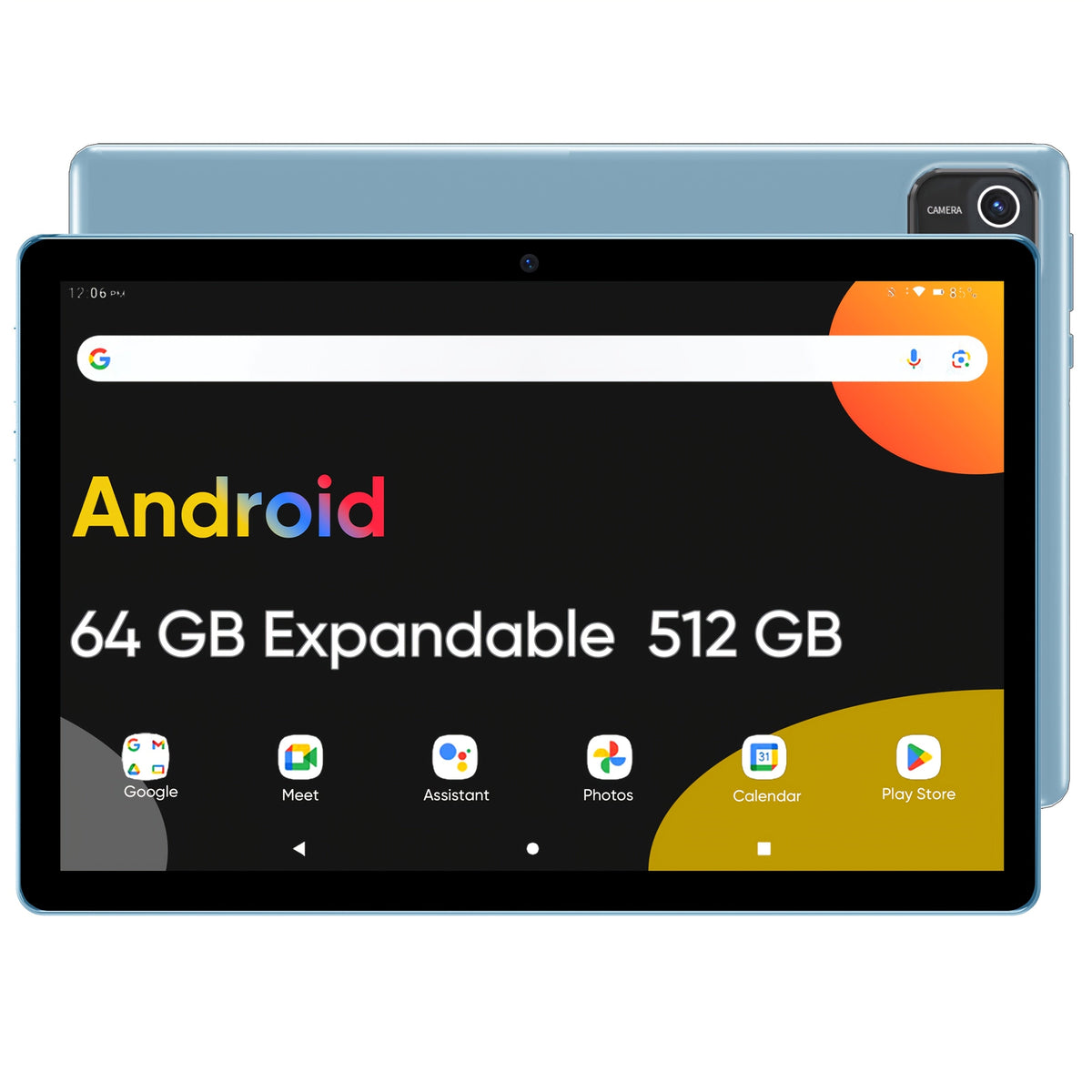 10 Inch Android 14 Tablet, 6GB RAM 64GB ROM 1TB Expandable, 6000mAh Battery, 2.0GHz Processor, IPS Touchscreen, GPS WiFi Split Screen Dual Camera – Black/Blue