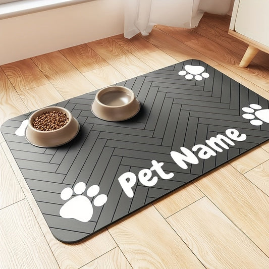 Pet Feeding Mat for Dog and Cat Bowls, Paw Print, 11.81 x 15.75 Inches, 3 Colors
