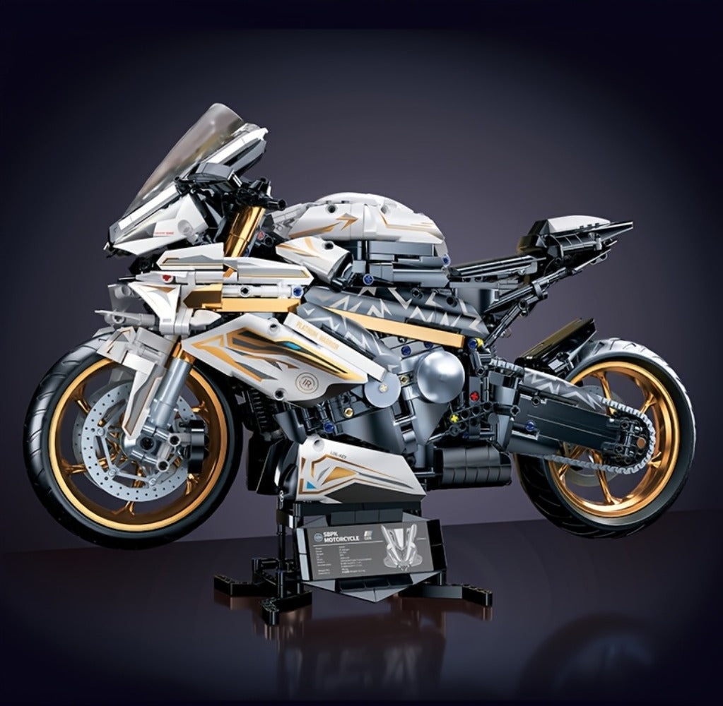 Motorcycle Building Block Model, 1:5 Scale, 2,000+ Pieces