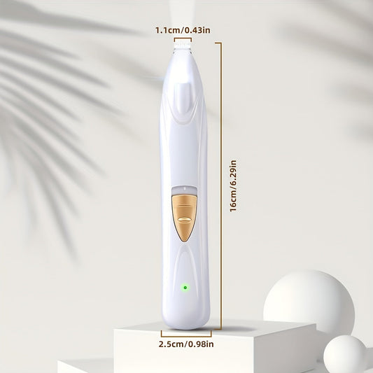 Dog Paw Trimmer with LED Light, USB Rechargeable Pet Grooming Tool, White