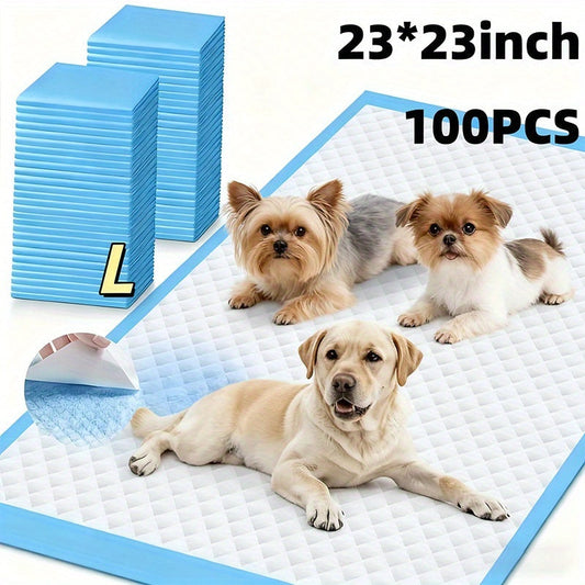 Disposable Dog Pee Pads, 6-Layer 100-Count Packs in Puppy and Large Dog Versions
