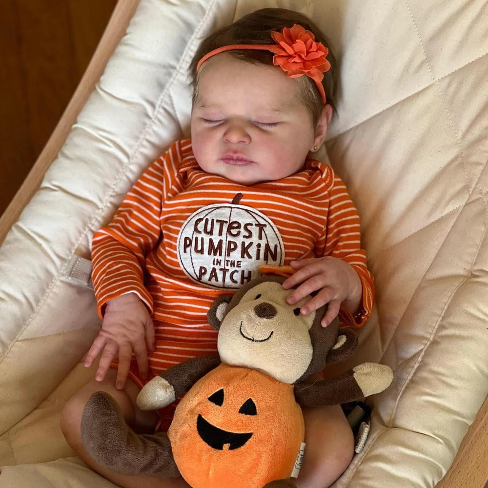 20-Inch Sleeping Reborn Baby Doll with Hand-Rooted Hair and Cloth Body