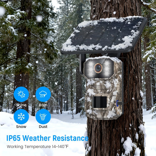 Cellular Trail Camera with Solar Panel, 4K Video, PIR Motion Detection and Night Vision