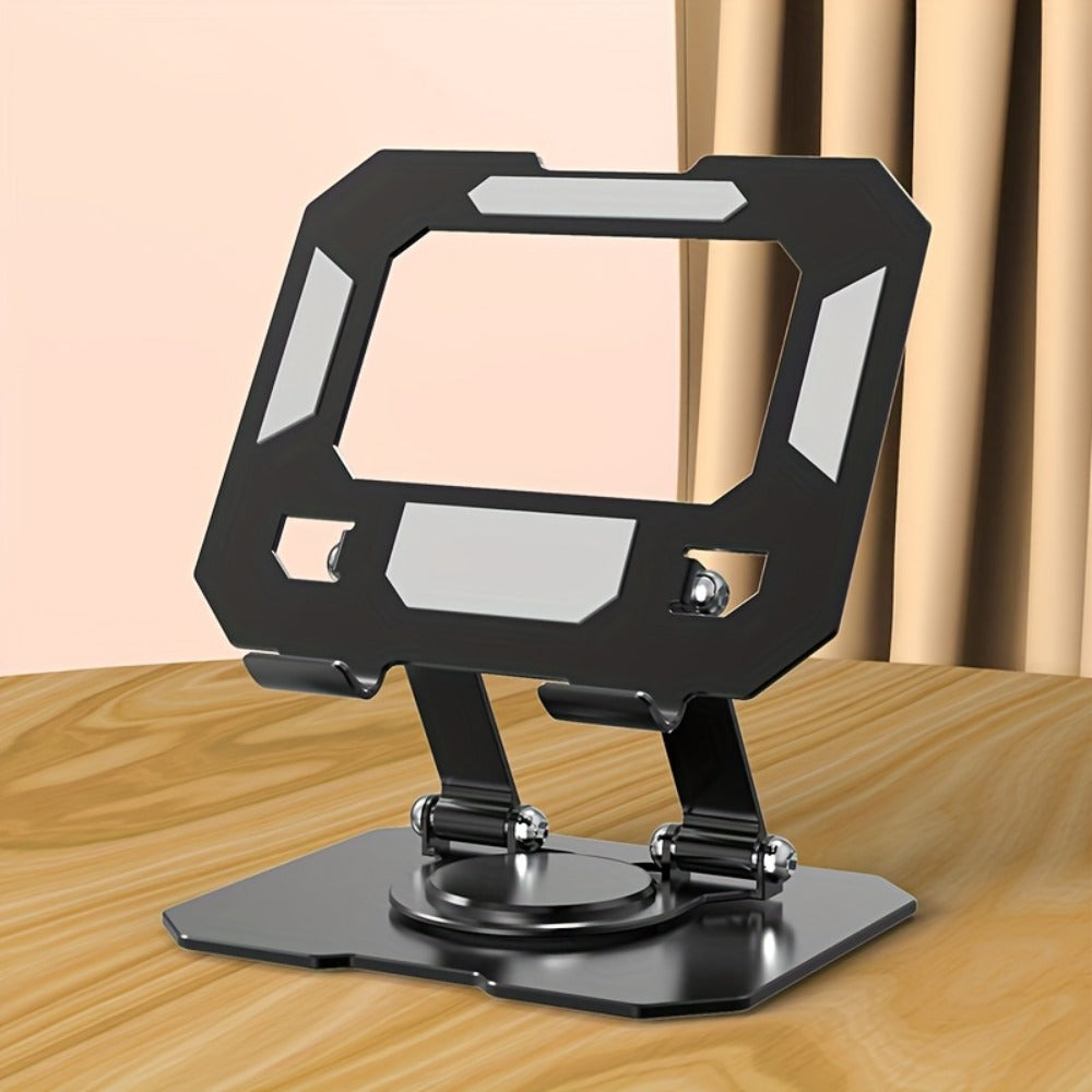 Adjustable Metal Tablet Stand, Rotating Folding Desktop Holder for iPad & Phone, Sturdy Iron Ergonomic Design, Perfect for Digital Art, Note-Taking & Video Calls – Black