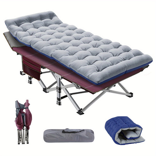 Folding Camping Cot, 75-Inch Steel Frame with Carry Bag and Mattress Options