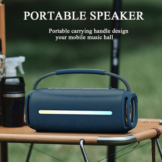 Portable Bluetooth Speaker with IPX6 Rating, LED Lights, FM Radio & USB/TF Playback