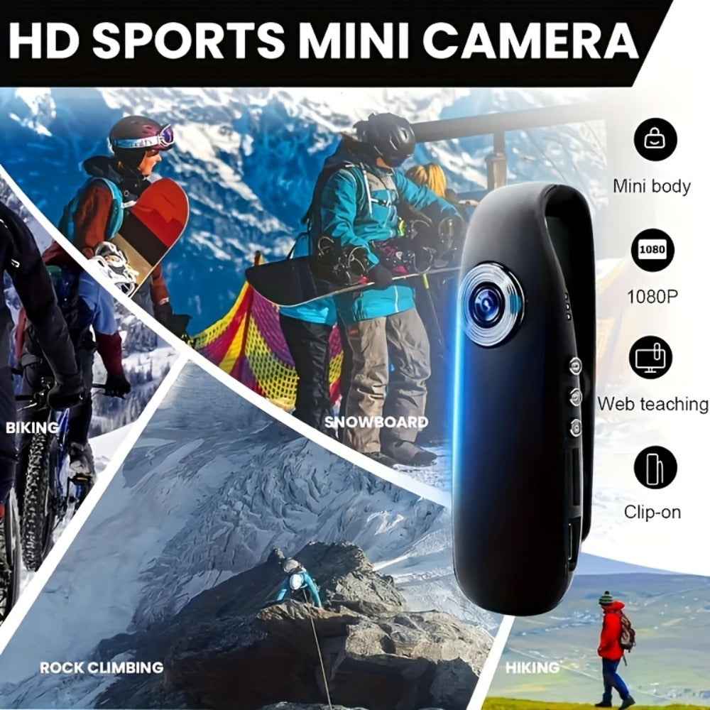 Wearable Body Camera 1080P HD 128GB TF Card Support Hands-Free Mini Action Cam with Image Stabilization for Security Biking Evidence Collection Adventure Recording Smartphone Compatible Holiday Gift