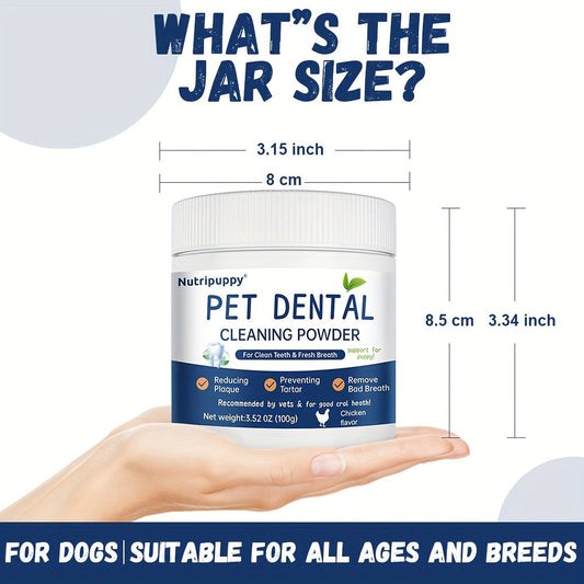 Pet Dental Powder for Dogs and Cats, Chicken Flavor Oral Care, 100g