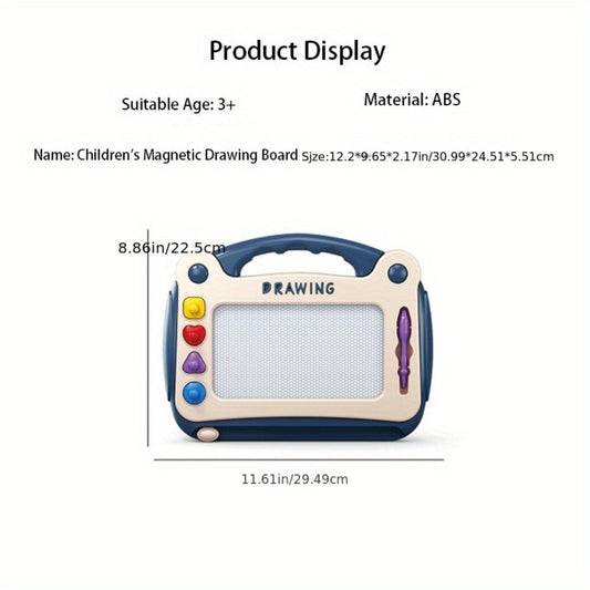 Magnetic Drawing Board for Kids with Colorful Erasable Surface, Stylus and Stamps