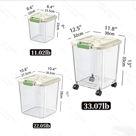 Pet Food Storage Container with Wheels & Scoop, Lockable Lid, 11 lb / 22 lb / 33 lb