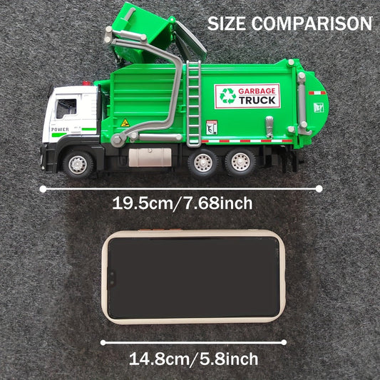 Garbage Truck Toy with 4 Trash Bins – Recycling Truck with Lifting Arm, Lights & Sound