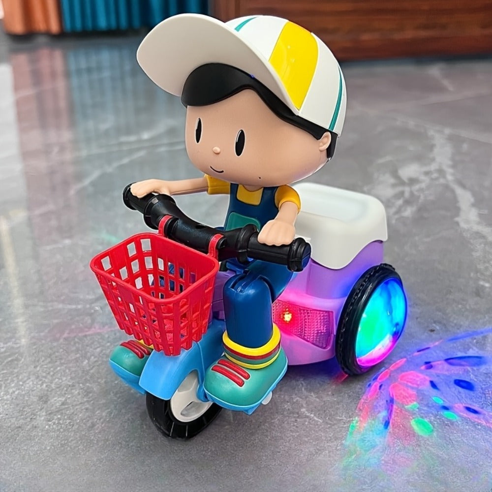 Kids Electric Tricycle Toy Motorcycle with 360° Rotation and Luminous Lights