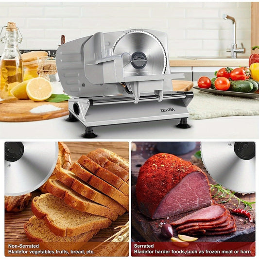 Electric Meat Slicer SL517 with 2 Removable Blades & Adjustable 0–15 mm Thickness
