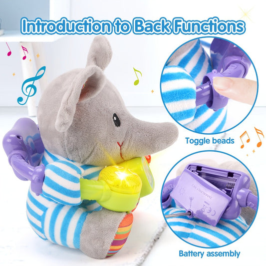 Musical Elephant Plush Toy with Music and Light for Nursery Play