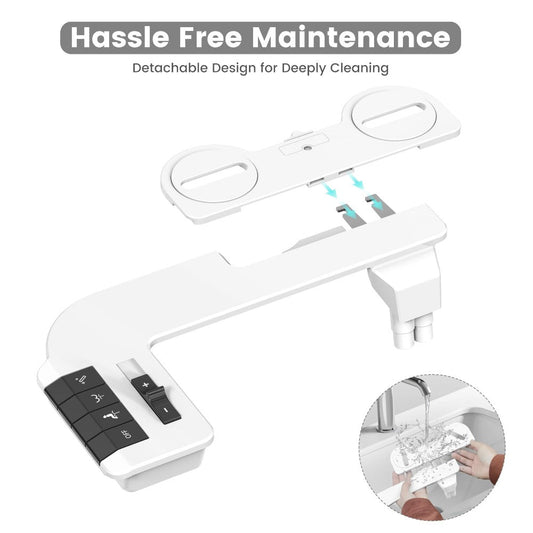 Bidet Attachment for Toilet, Non-Electric Dual Nozzles with Adjustable Pressure
