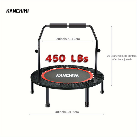 Mini Trampoline Rebounder, 40-Inch Folding Design with Handle for Indoor Workouts