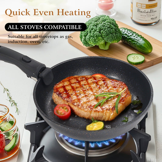 Nonstick Cookware Set, 9-Piece with Detachable Handles and Stackable Design