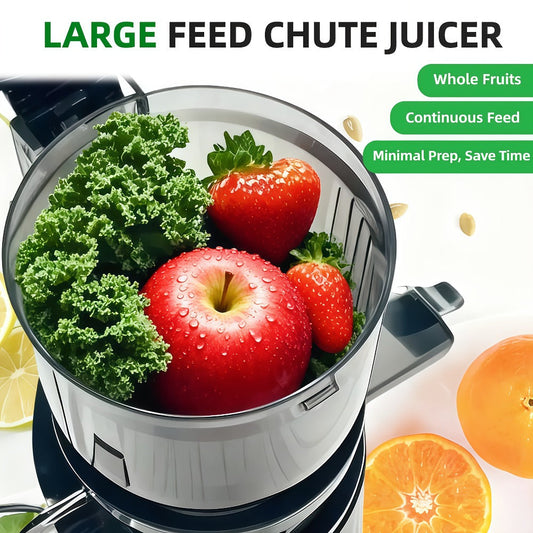 Masticating Cold Press Juicer with Auto-Feed & Reverse Mode for Fruits and Vegetables