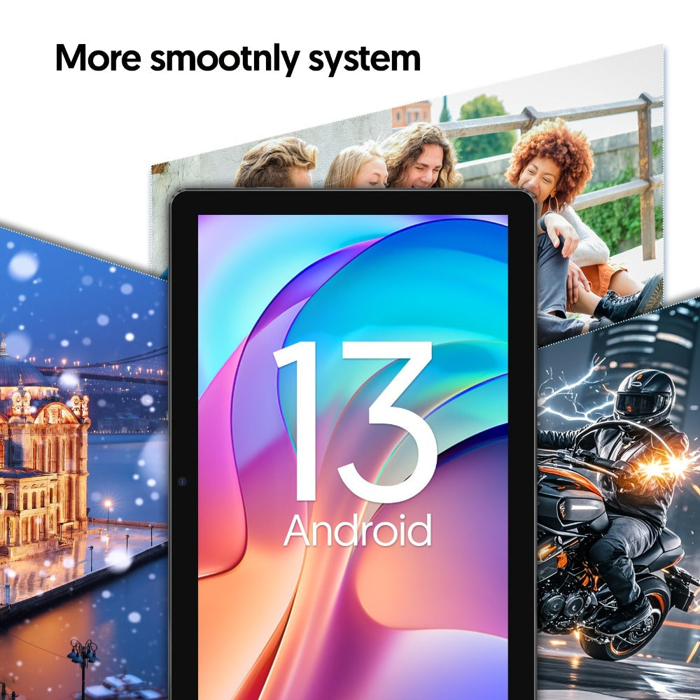 Android 13 Tablet 10 Inch 6000mAh Battery 7GB RAM 64GB ROM 1TB Expandable Storage Quad-Core Processor 8MP Dual Camera 1280x800 IPS Display WiFi Tablet with Protective Case – Blue