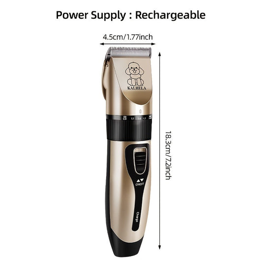 Pet Hair Trimmer for Dogs & Cats, USB Rechargeable Cordless Clipper, Golden