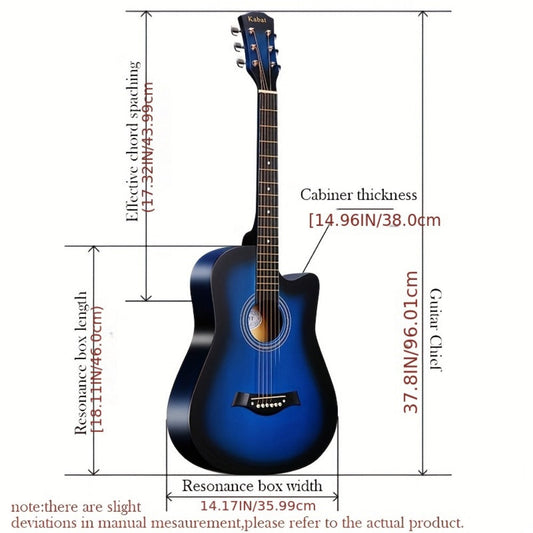 Acoustic Guitar, Blue-A, Full Size, Full-Size, Complete, Beginners for Lessons detail image