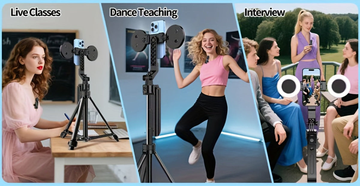 AI Face Tracking Vlogging Kit All-in-One with 70.9 Inch Tripod, LED Fill Light & Microphone – 360° Auto Tracking Content Creator Bundle for TikTok YouTube Instagram, iPhone & Android Compatible