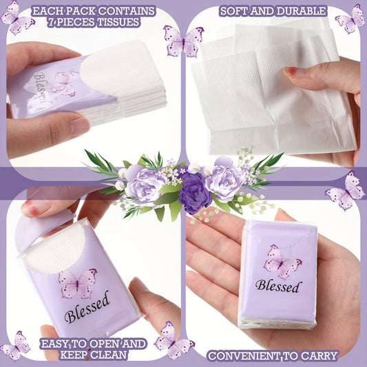 Pocket Tissues with Blessed Butterfly Design, 100 Packs, 3-Ply