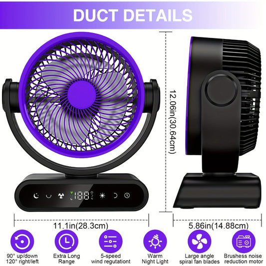 Camping Fan with LED Light and Remote, 9-Inch, 20,000 or 40,000mAh Battery Options