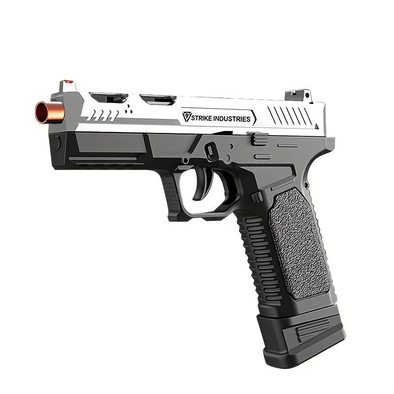 G17 Soft Bullet Toy Gun for Boys – Automatic Rapid Fire Foam Dart Blaster Pistol | Realistic Textured Grip | Outdoor Shooting Game Toy | Black & Silver | Kids Gift Ages 6+