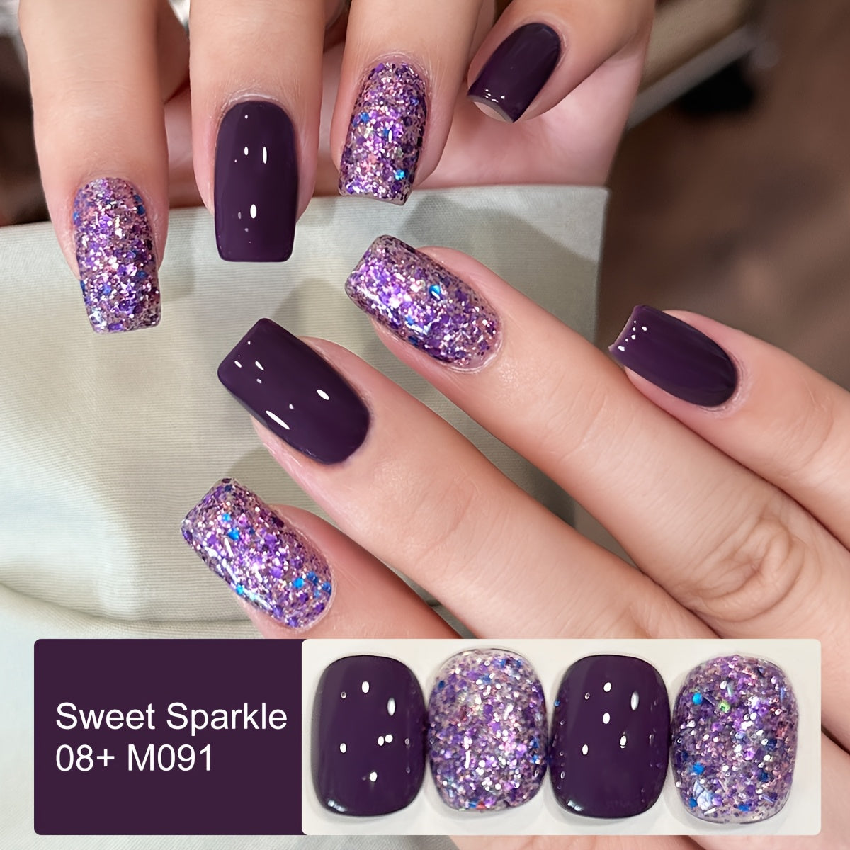 Glitter Gel Nail Polish 2-Color Set Candy Shimmer Soak Off UV LED – Photo Frame Bottle Nail Art Kit 0.51oz Each, Long Lasting Chip Resistant Sparkle for Salon & DIY Home Manicure
