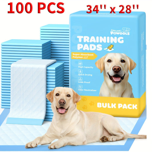 Disposable Dog Pee Pads, 6-Layer 100-Pack in 22 x 22 or 34 x 28 Inches