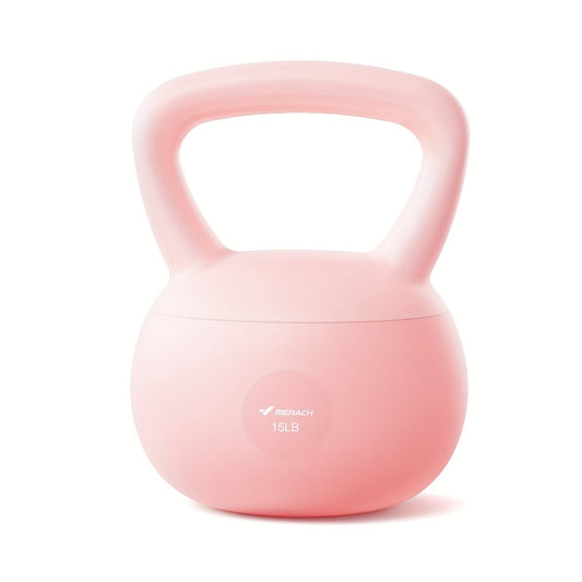 Soft Sand-Filled Kettlebell with Wide Grip and Cushioned Base, 15 lb Pink or 25 lb Blue