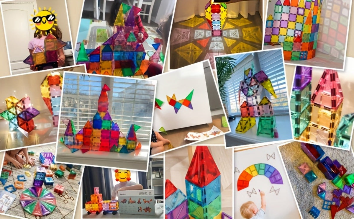 Magnetic Tiles Building Set, 120 Pieces with 2 Toy Cars, 3D Ramp and Garage Play for Ages 3+