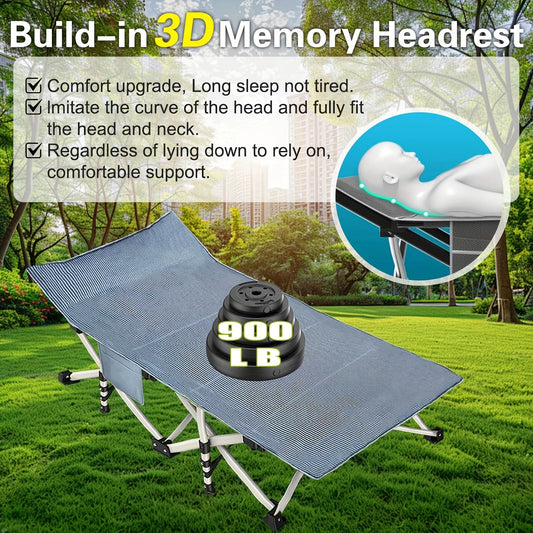 Folding Camping Cot with Mattress Pad and Carry Bag, Standard and XXL Options