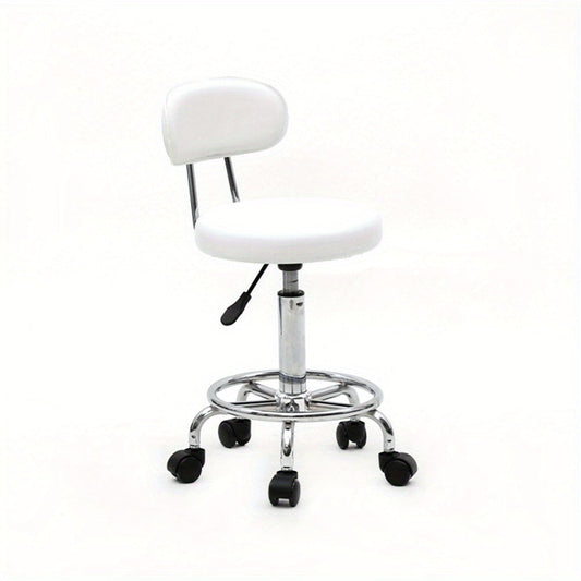 Adjustable Salon Stool with Backrest, Saddle or Round Seat and 360° Swivel