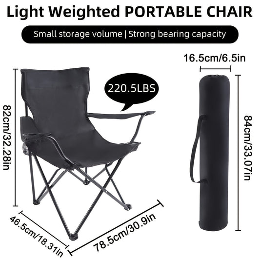 Folding Camping Chairs Set of 2 with Steel Frames, Cup Holders and Carry Bags