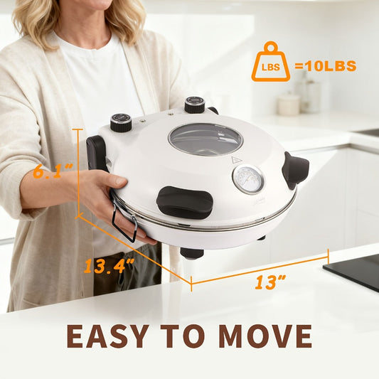 Indoor Pizza Oven, 12-Inch Countertop Electric Model up to 800°F, White