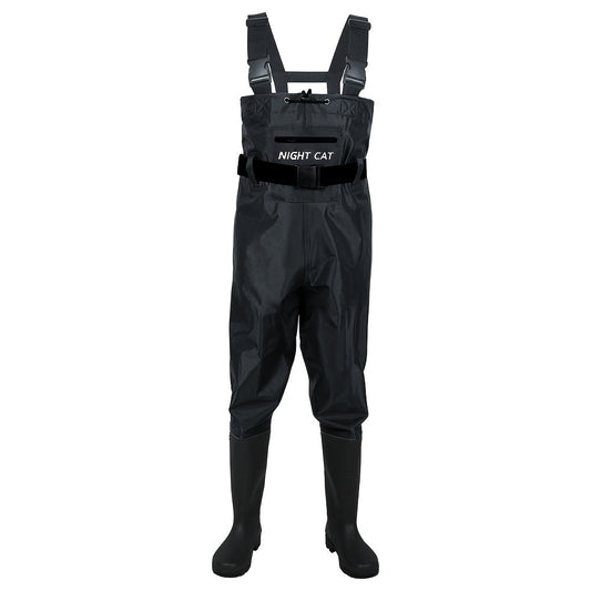 Men's Bootfoot Chest Waders, PVC-Coated Nylon with Adjustable H-Back Suspenders