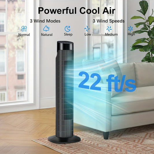 Tower Fan, 31-Inch Bladeless Design with 80° Oscillation, Remote and 7.5-Hour Timer