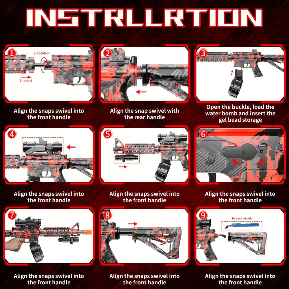 Large Drum Magazine Automatic Dual Mode Foam Blaster – Full Auto & Semi-Auto Outdoor Team Battle Toy Gun for Kids Boys Ages 8+, Christmas Birthday Gift Red
