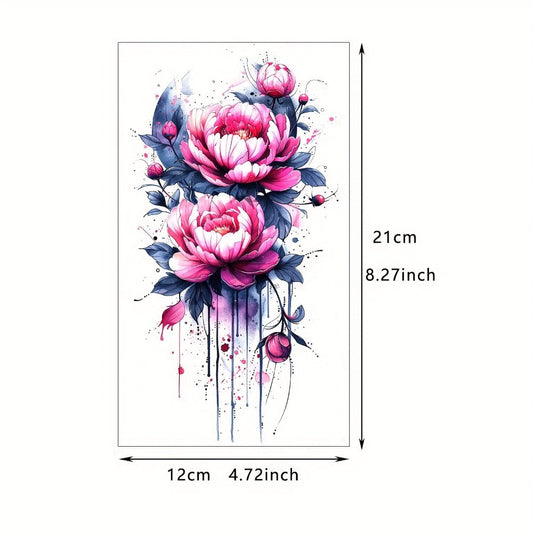 Watercolor Temporary Tattoos, 24 Sheets of Floral and Animal Designs