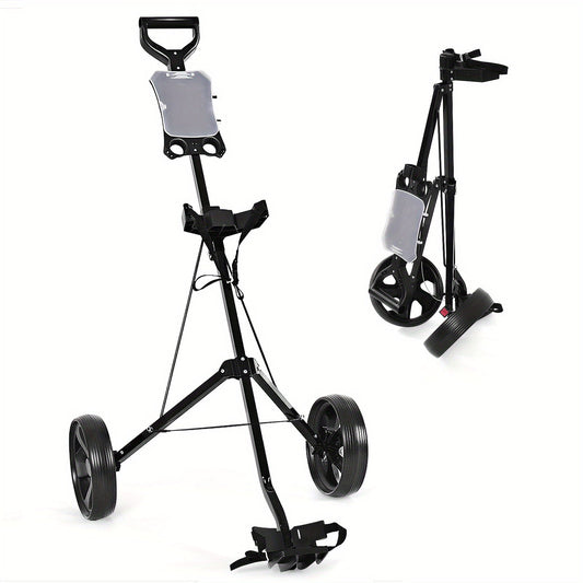 Folding Golf Trolley, 2-Wheel Steel Frame with Adjustable Handle and Score Counter
