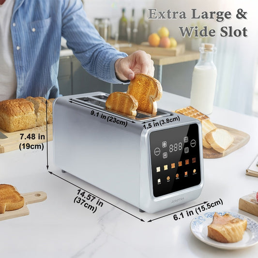 4-Slice Long Slot Toaster with Touch Screen, Dual Controls & Stainless Steel Body